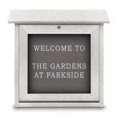 Enclosed Letter Board: 18" Wide, 18" High, Fabric, Gray