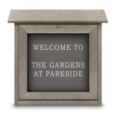 Enclosed Letter Board: 18" Wide, 18" High, Fabric, Gray