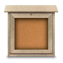 Enclosed Cork Bulletin Board: 18" Wide, 18" High, Cork, Natural Tan