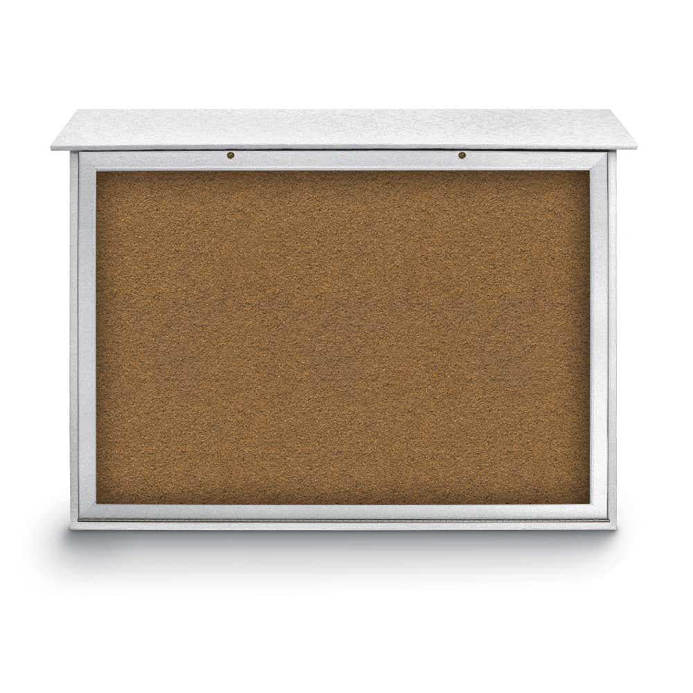 Enclosed Bulletin Board: 52" Wide, 40" High, Cork, Tan