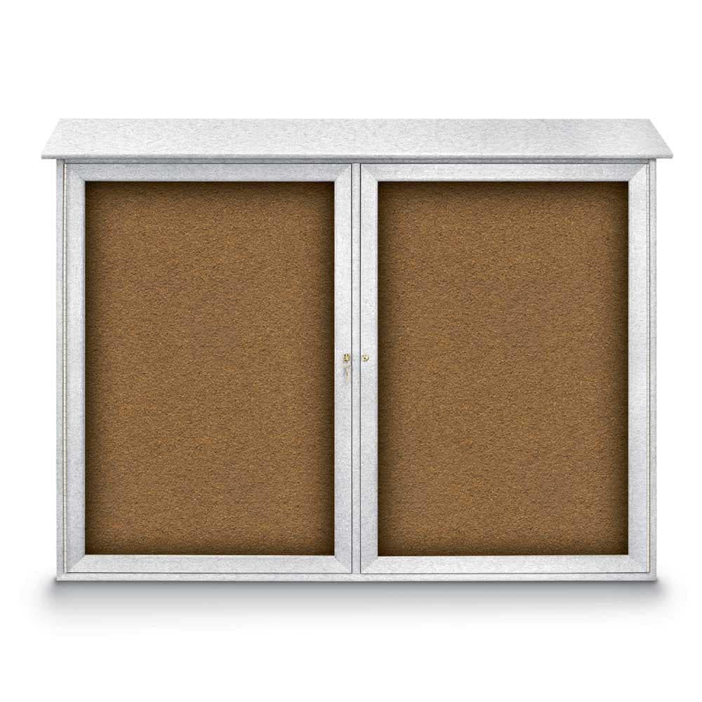 Enclosed Bulletin Board: 52" Wide, 40" High, Cork, Tan