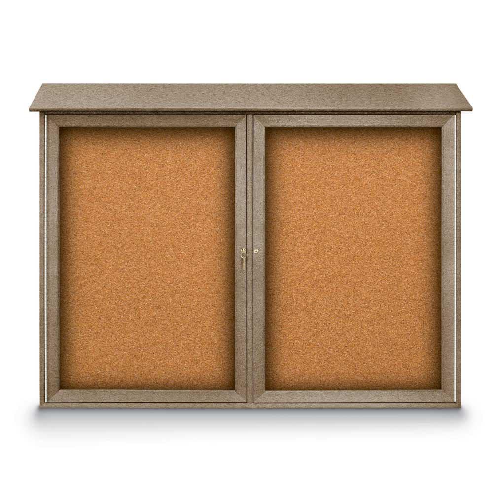 Enclosed Cork Bulletin Board: 52" Wide, 40" High, Cork, Natural Tan