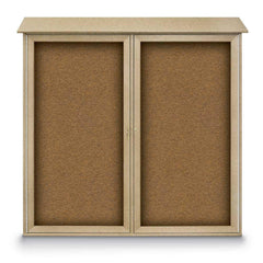 Enclosed Bulletin Board: 48" Wide, 48" High, Cork, Tan