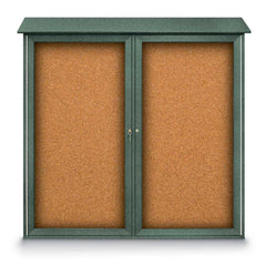 Enclosed Cork Bulletin Board: 48" Wide, 48" High, Cork, Natural Tan