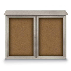 Enclosed Bulletin Board: 45" Wide, 36" High, Cork, Tan