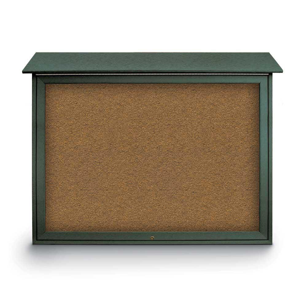 Enclosed Bulletin Board: 45" Wide, 36" High, Cork, Tan