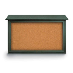 Enclosed Cork Bulletin Board: 45" Wide, 30" High, Cork, Natural Tan