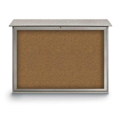 Enclosed Bulletin Board: 52" Wide, 40" High, Cork, Tan