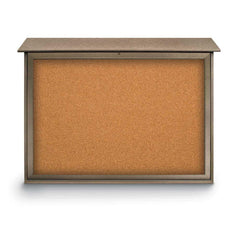 Enclosed Cork Bulletin Board: 52" Wide, 40" High, Cork, Natural Tan