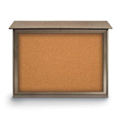 Enclosed Cork Bulletin Board: 45" Wide, 36" High, Cork, Natural Tan