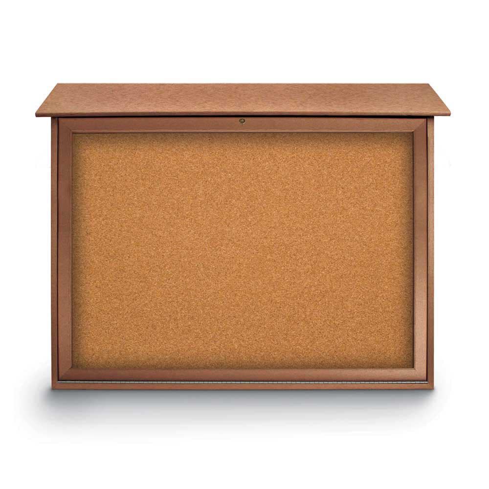 Enclosed Cork Bulletin Board: 45" Wide, 36" High, Cork, Natural Tan