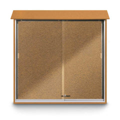 Enclosed Bulletin Board: 48" Wide, 48" High, Cork, Tan