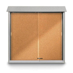 Enclosed Cork Bulletin Board: 48" Wide, 48" High, Cork, Natural Tan