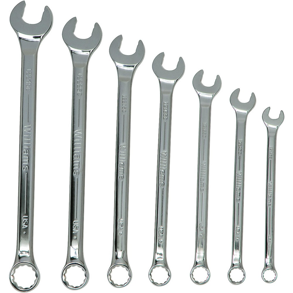 Combination Wrench Set: 7 Pc, Inch