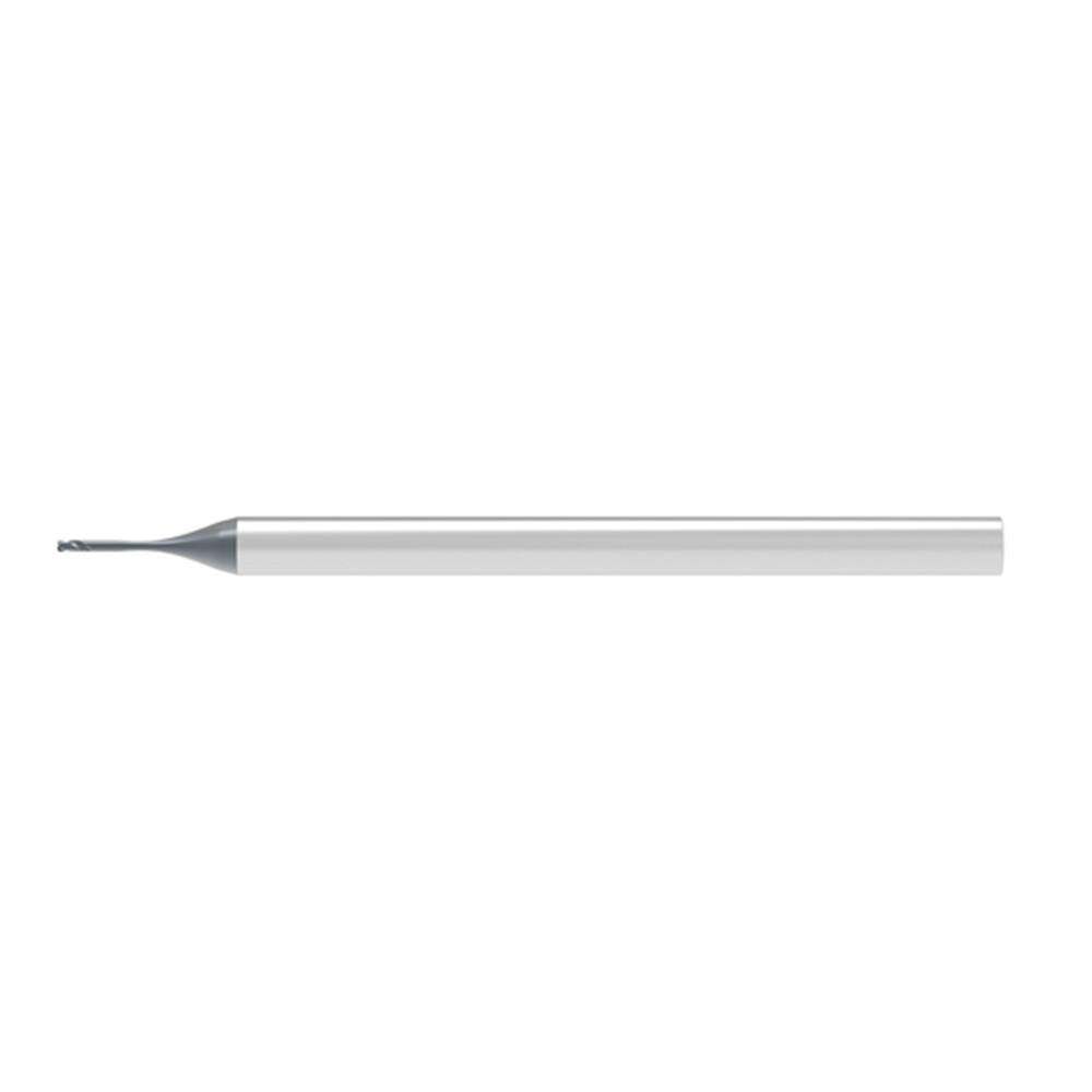 Corner Radius End Mill: 0.50 mm Dia, 0.50 mm LOC, 0.10 mm Radius, 2 Flute, Solid Carbide