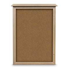 Enclosed Bulletin Board: 54" Wide, 38" High, Cork, Tan