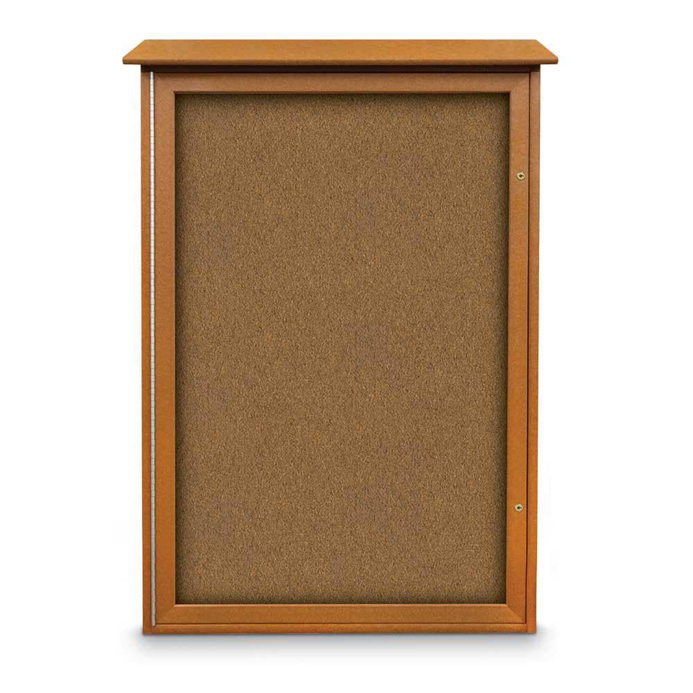 Enclosed Bulletin Board: 48" Wide, 32" High, Cork, Tan