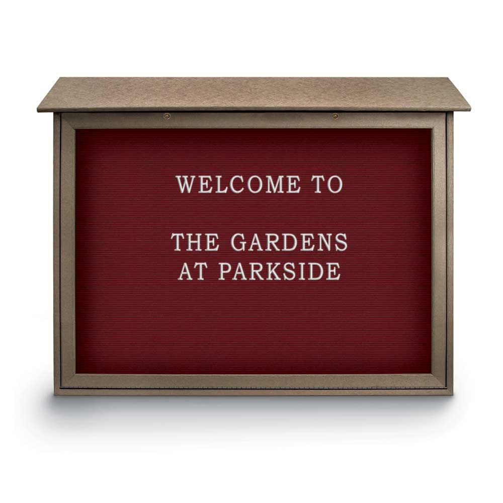 Enclosed Letter Board: 45" Wide, 36" High, Fabric, Berry