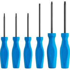 Torx Driver Sets; Torx Size: T30 X 4?, T10 X 3?, T27 X 4?, T15 X 3?, T25 X 4?, T20 X 3?; Container Type: Poly Pack; Handle Type: Ergonomic; Handle Color: Blue; Tip Material: Steel; Handle Material: Molded Tri-Lobe; Finish: Black Nitride