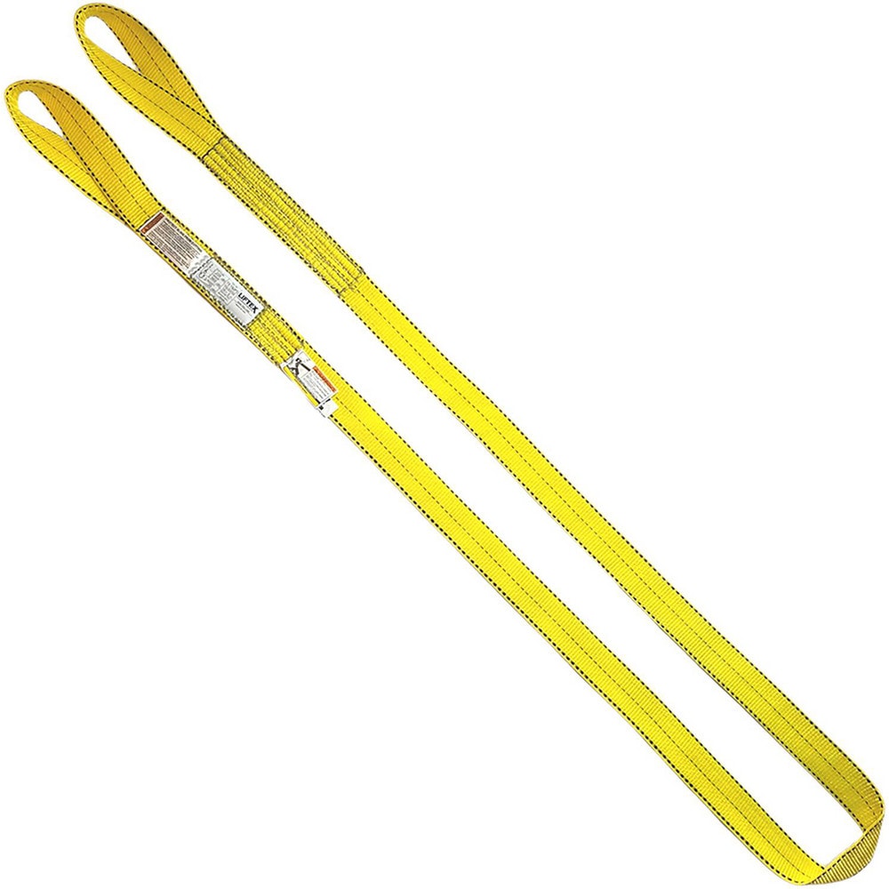 Twisted Eye & Eye, Type 4 Web Sling: 4' Long, 2" Wide, 6400 lb Vertical Capacity, Nylon