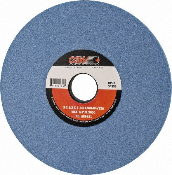 Surface Grinding Wheel: 8" Dia, 1/2" Thick, 1-1/4" Arbor, 60 Grit