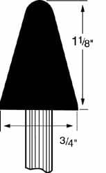 Mounted Point: 1-1/8" Thick, 1/4" Shank Dia, A5, 60 Grit, Medium