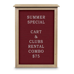 Enclosed Letter Board: 48" Wide, 32" High, Fabric, Berry