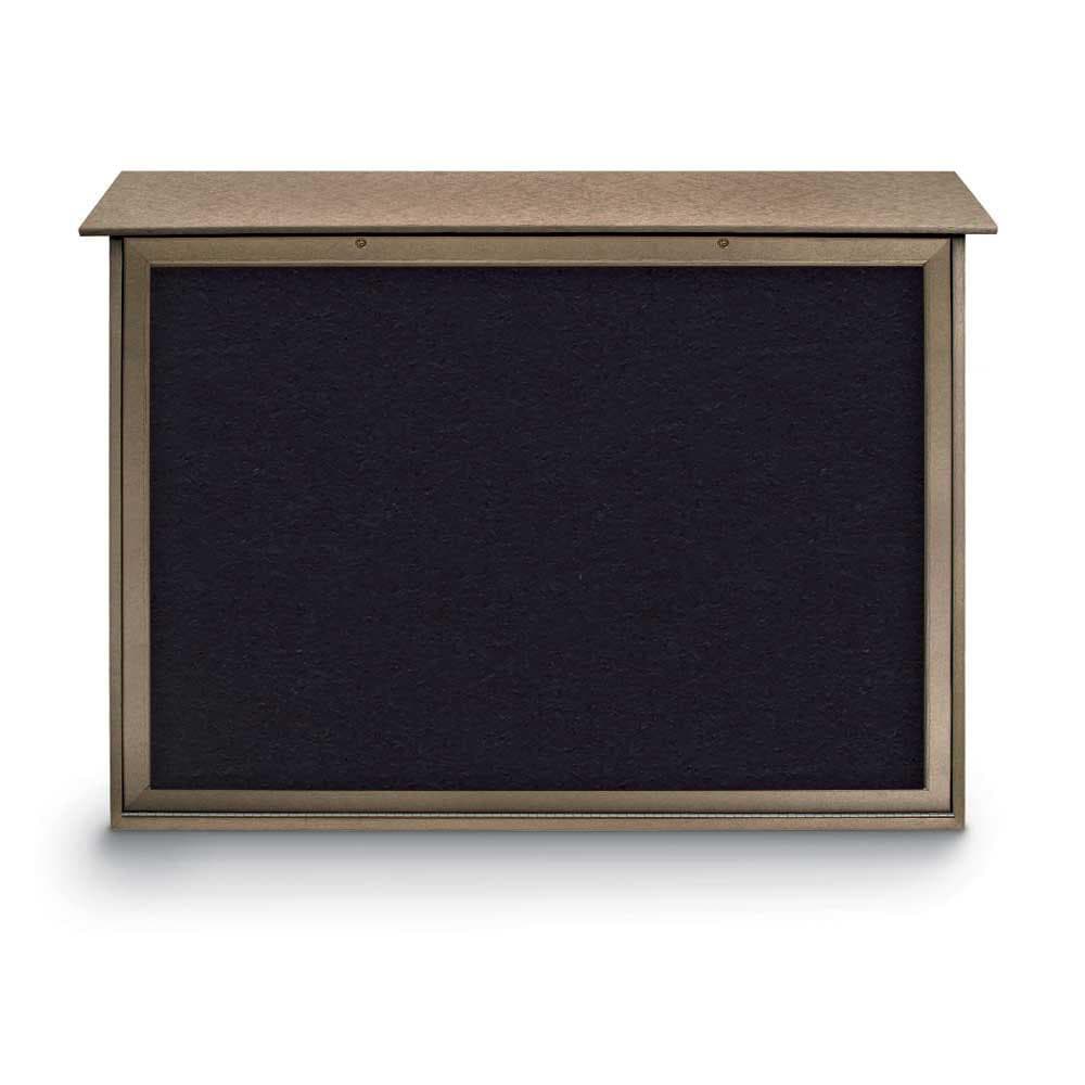 Enclosed Recycled Rubber Bulletin Board: 52" Wide, 40" High, Rubber, Black