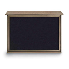 Enclosed Recycled Rubber Bulletin Board: 52" Wide, 40" High, Rubber, Black