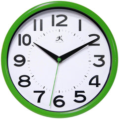 Office Wall Clocks; Clock Type: Dial; Display Type: Analog; Power Source: Battery; Clock Movement Control: Manual; Face Diameter: 7.75000; Face Color: White; Case Color: Green; Digit Color: Black