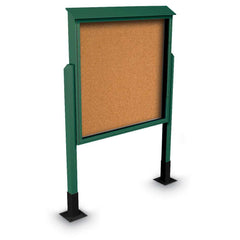 Enclosed Cork Bulletin Board: 60" Wide, 60" High, Cork, Natural Tan