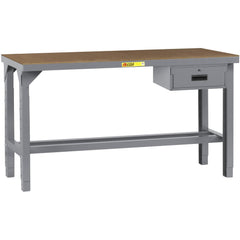 Heavy-Duty Use Workbench: 84" Wide, 36" Deep, 27 to 41" High, Powder Coated, Hardboard/Steel Top, Gray