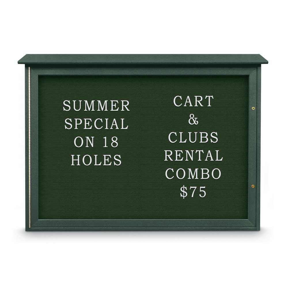 Enclosed Letter Board: 48" Wide, 36" High, Fabric, Woodland Green