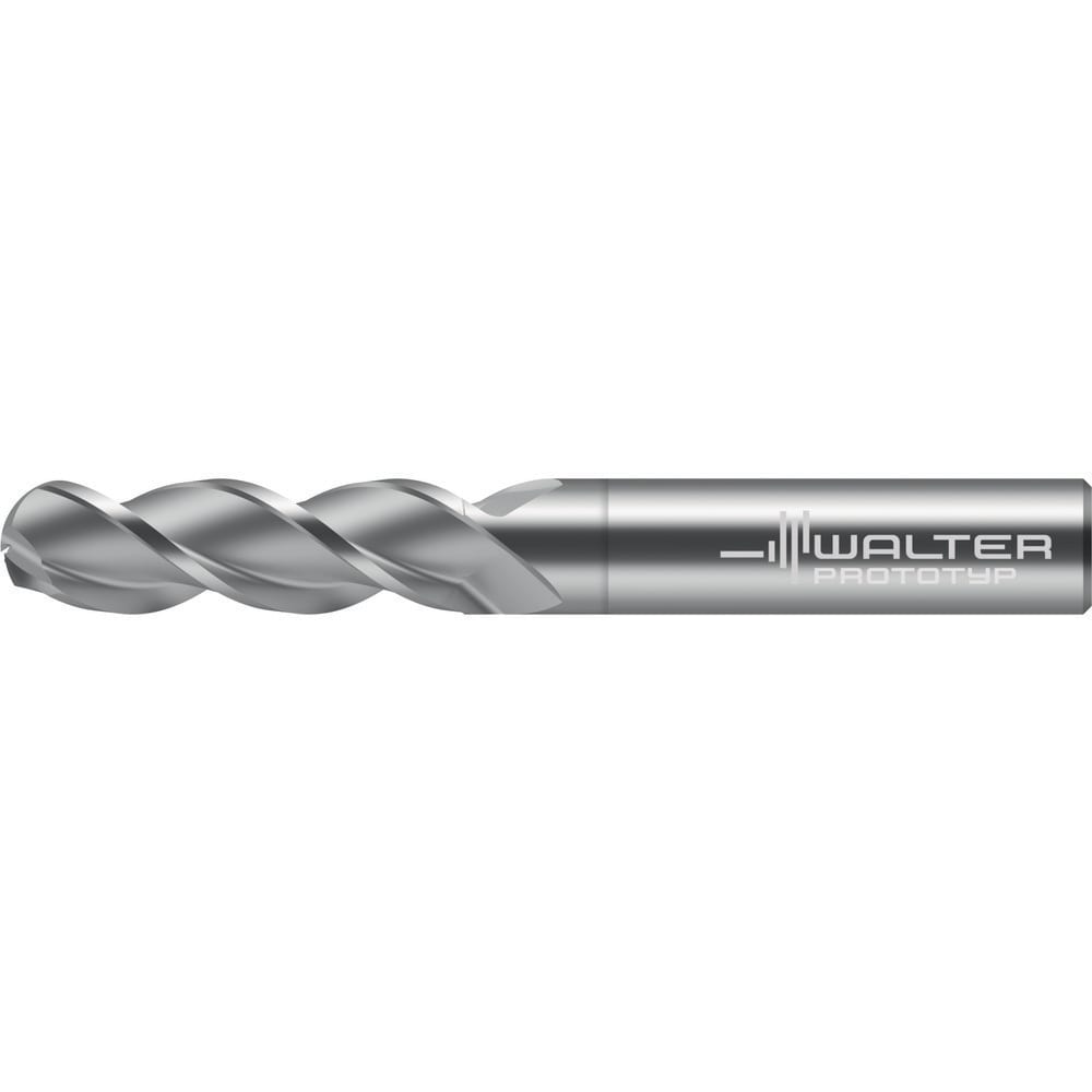 Ball End Mill: 3/8" Dia, 1/2" LOC, 3 Flute, Solid Carbide