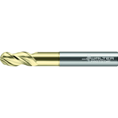 Ball End Mill: 1" Dia, 1-1/2" LOC, 3 Flute, Solid Carbide