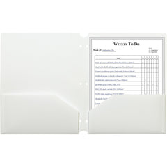 Portfolios, Report Covers & Pocket Binders; Color: White; Overall Width: 9; Overall Length: 11.00; Material: Polypropylene