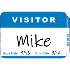 ID Badges; Type: Pressure Sensitive Adhesive Label; Legend: Visitor; Color: Blue; Material: Paper