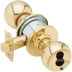 Knob Locksets; Type: Entrance; Key Type: Keyed Different; Material: Metal; Finish/Coating: Bright Brass; Compatible Door Thickness: 1-3/8" to 1-7/8"; Backset: 2.375; Lockset Grade: Grade 2