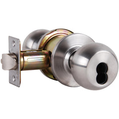 Knob Locksets; Type: Classroom; Key Type: Keyed Different; Material: Metal; Finish/Coating: Satin Stainless Steel; Compatible Door Thickness: 1-3/8" to 1-3/4"; Backset: 2.375; Lockset Grade: Grade 2