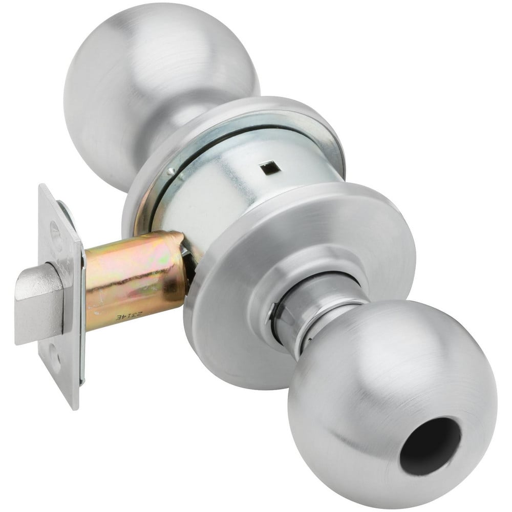 Knob Locksets; Type: Entrance; Key Type: Keyed Different; Material: Metal; Finish/Coating: Satin Chrome; Compatible Door Thickness: 1-3/8" to 1-7/8"; Backset: 2.375; Lockset Grade: Grade 2