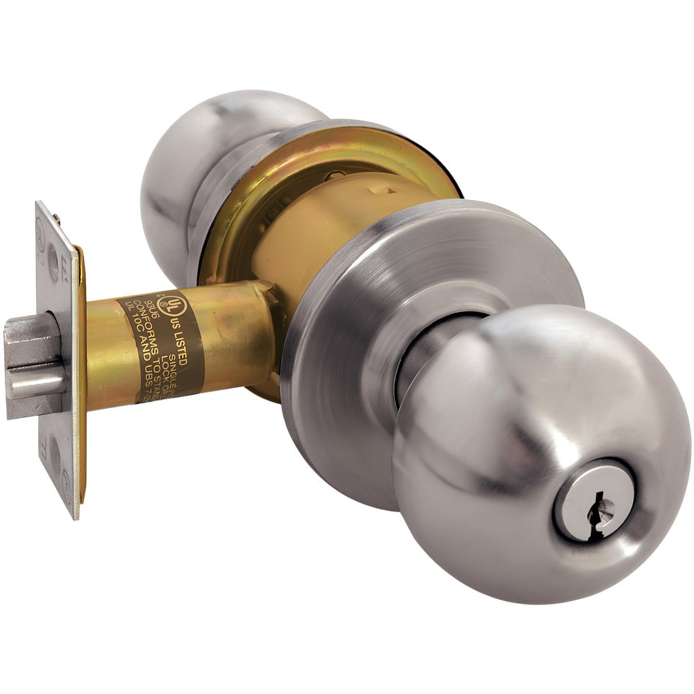 Knob Locksets; Type: Classroom; Key Type: Keyed Different; Material: Metal; Finish/Coating: Satin Stainless Steel; Compatible Door Thickness: 1-3/8" to 1-3/4"; Backset: 2.375; Lockset Grade: Grade 2