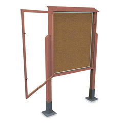 Enclosed Bulletin Board: 48" Wide, 60" High, Cork, Tan