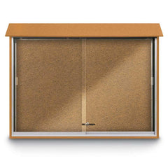 Enclosed Bulletin Board: 52" Wide, 40" High, Cork, Tan