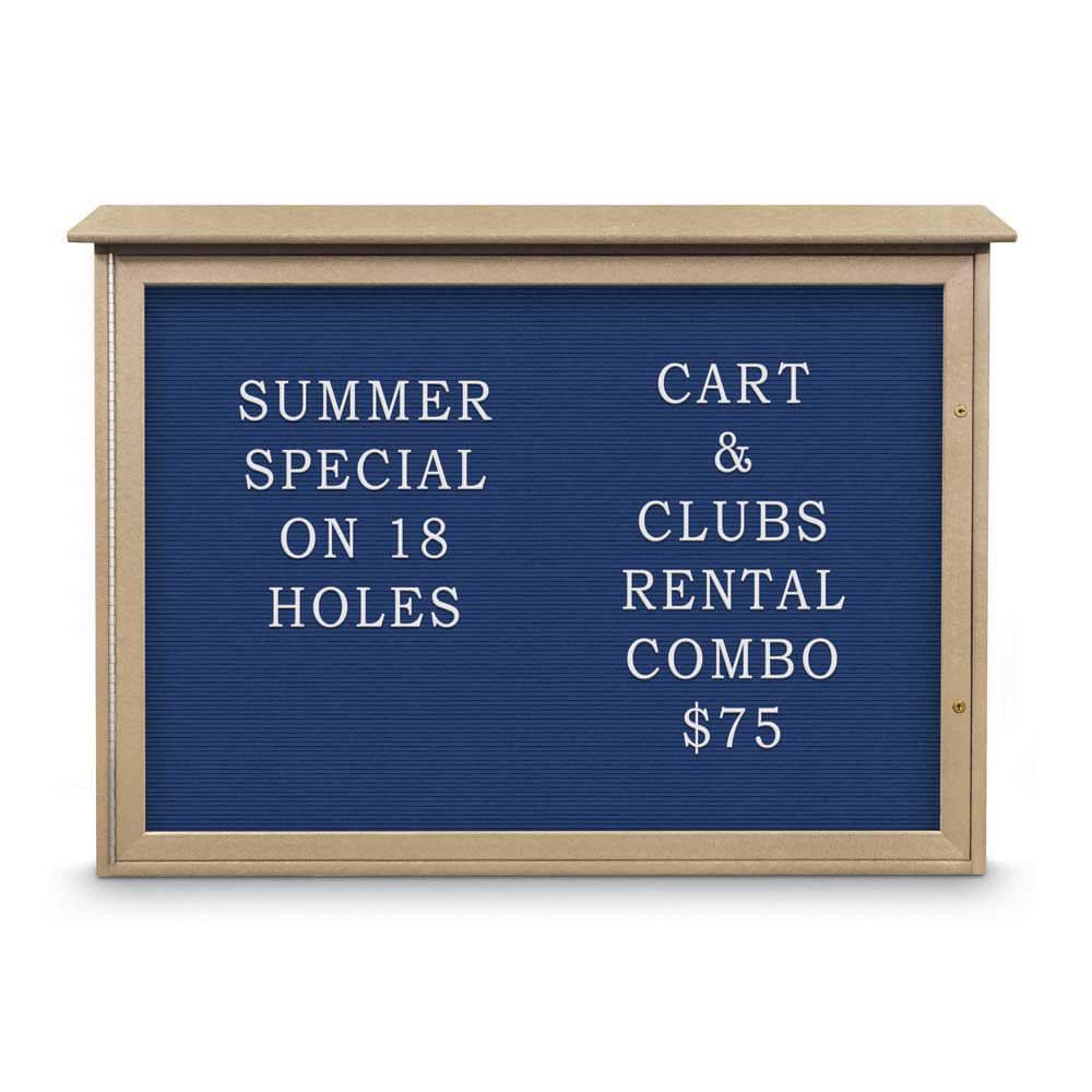 Enclosed Letter Board: 48" Wide, 36" High, Laminate, Blue