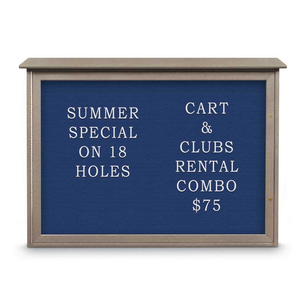 Enclosed Letter Board: 48" Wide, 36" High, Laminate, Blue