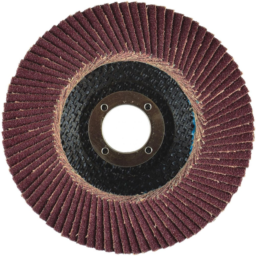 Flap Disc:  4-1/2" Dia, 7/8" Hole, 80 Grit, Aluminum Oxide, Type 27