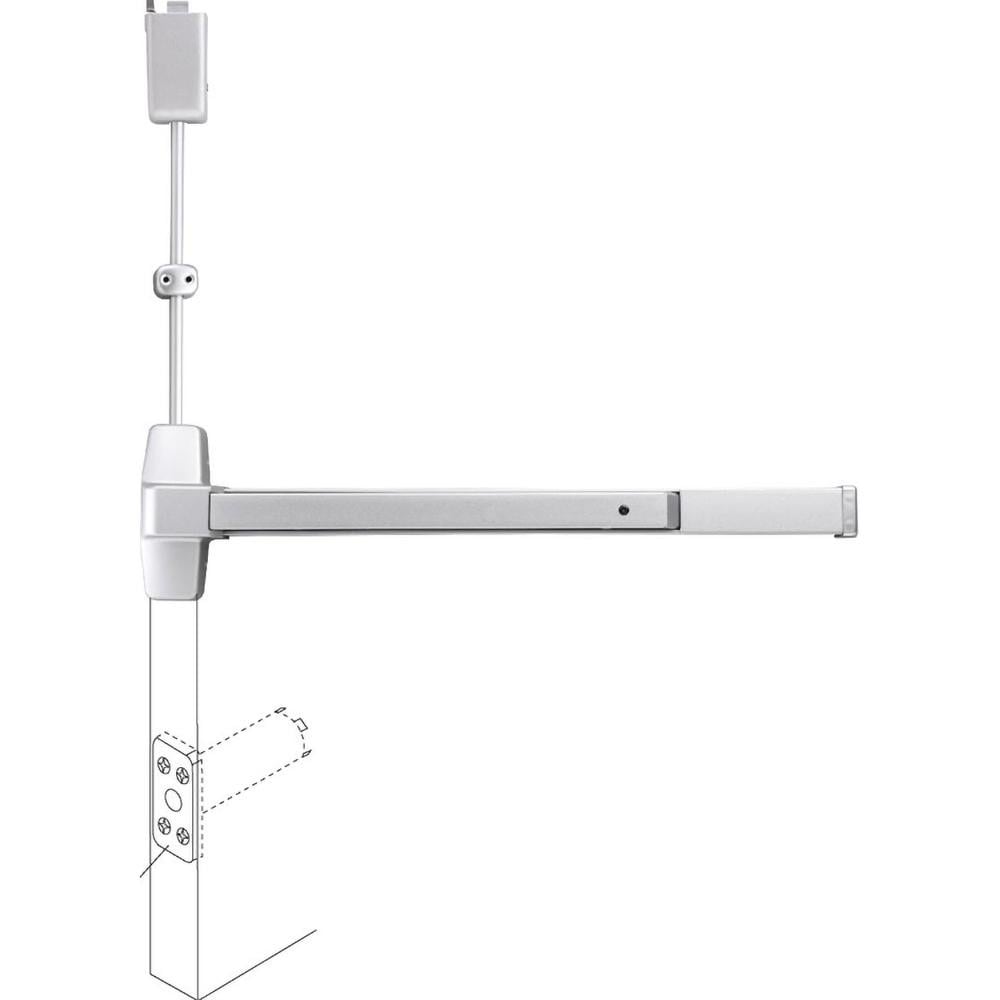 Vertical Bars; Type: Surface Vertical Rod Exit Device; Rating: Non Rated; Hand: Non-Handed; Minimum Door Width: 33; Maximum Door Width: 48.000; Grade: 1; Special Item Information: Less Bottom Rod