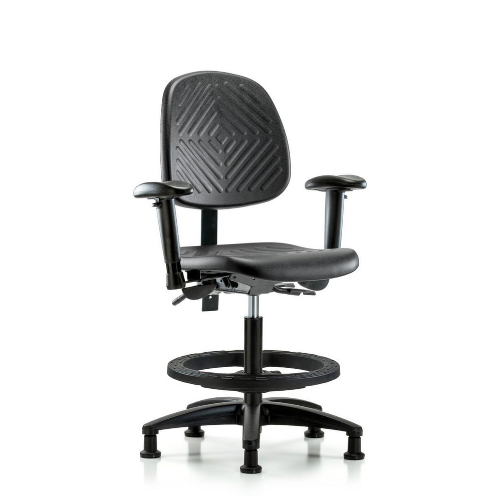 Polyurethane Task Chair: Polyurethane, 26-3/4" Seat Height, Black