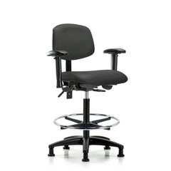 Ergonomic Multifunction Task Chair: Vinyl, 34-1/2" Seat Height, Charcoal