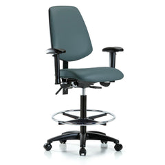 Ergonomic Multifunction Task Chair: Vinyl, 37" Seat Height, Colonial Blue